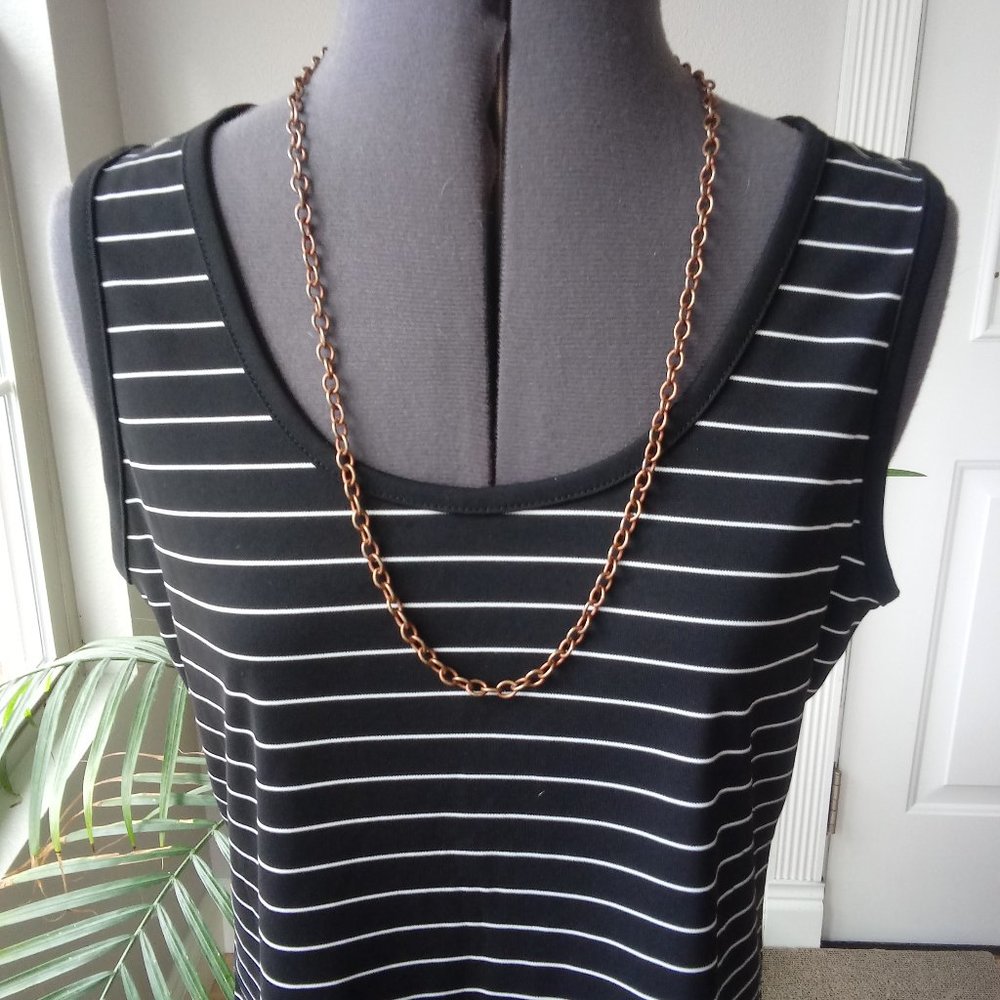 Kathy Ireland Black Tank w/ Mini Stripes - Picture 3 of 8
